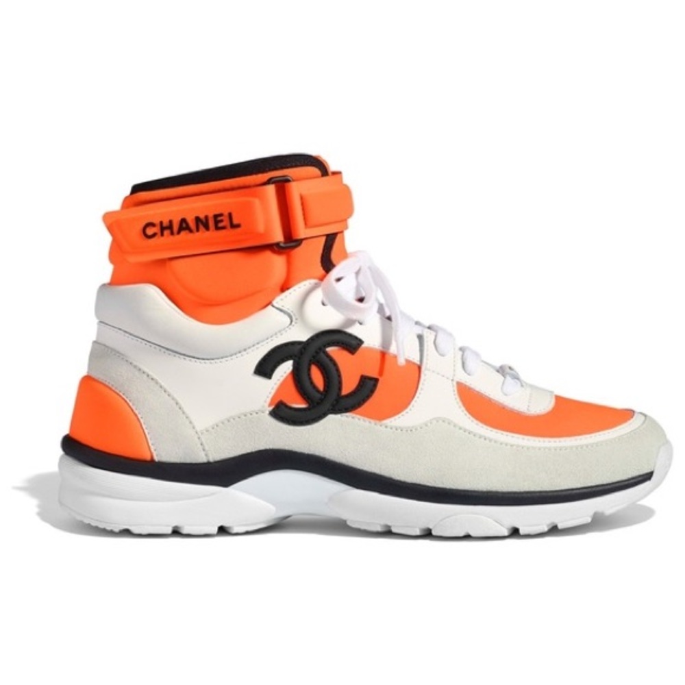 Chanel  Suede Calfskin Lambskin Neoprene High Top CC Sneakers